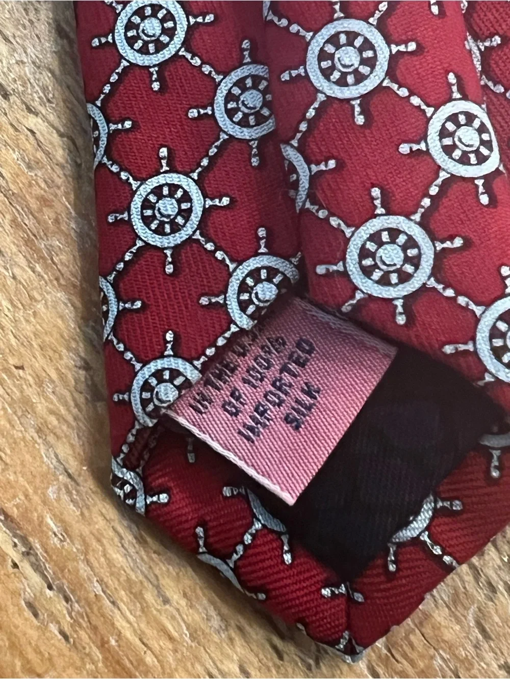 Vineyard Vines Red Nautical Wheel Print Tie